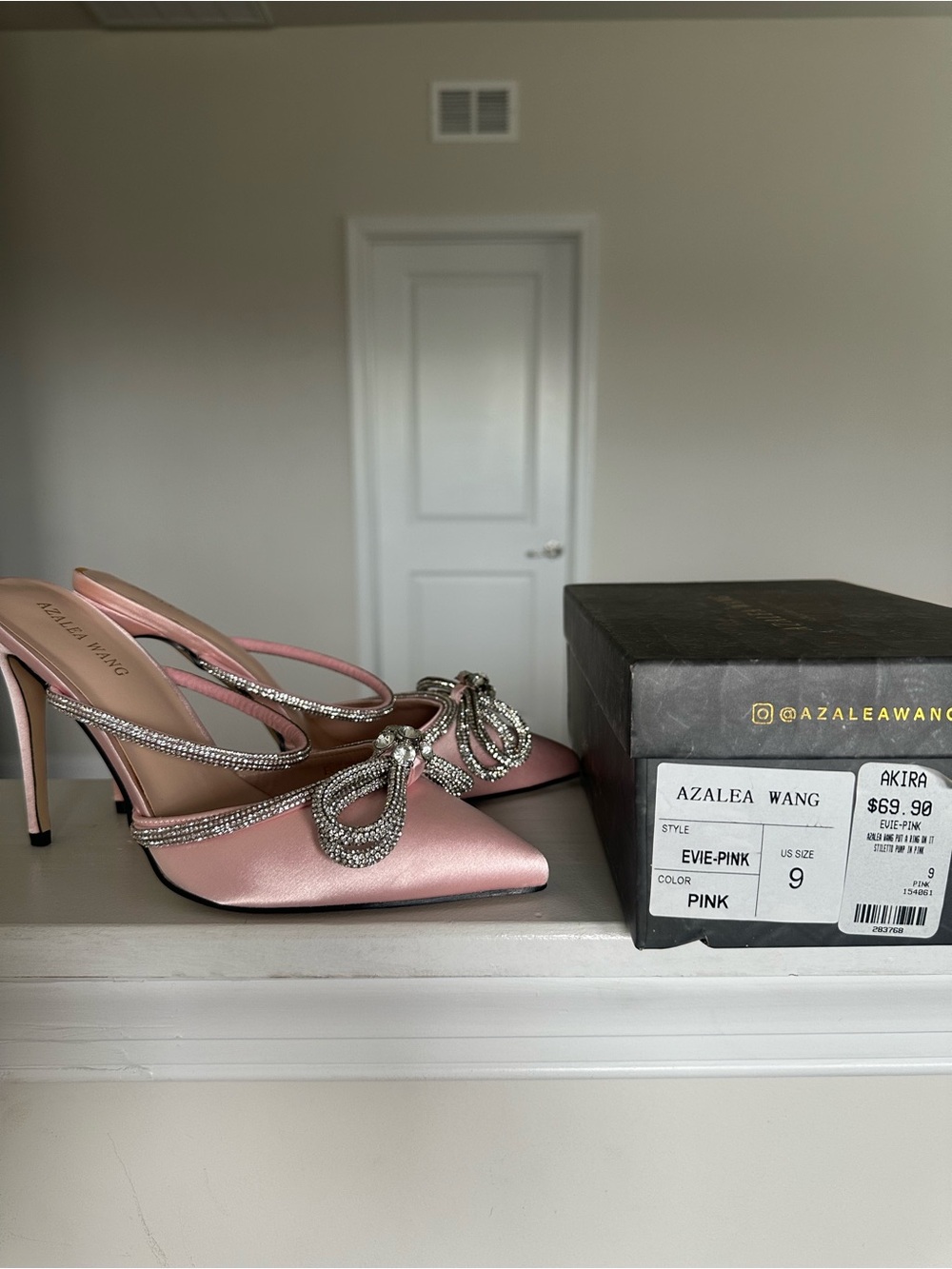 Pink Crystal-Embellished Pointed Toe Stiletto Mules - Picture 6 of 7